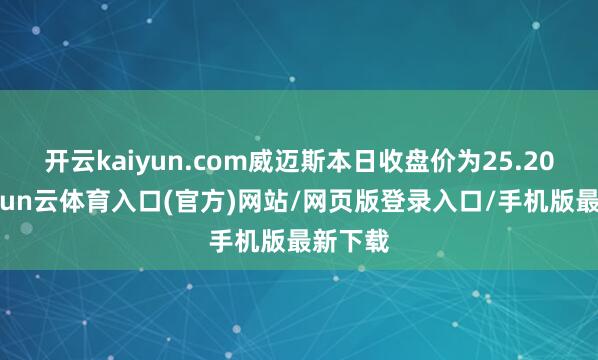 开云kaiyun.com威迈斯本日收盘价为25.20元-开yun云体育入口(官方)网站/网页版登录入口/手机版最新下载